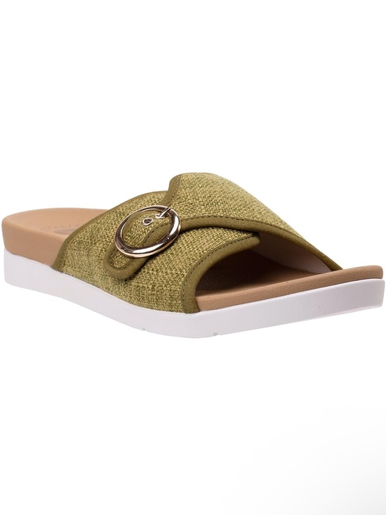REVITALIGN Shoes - Revitalign Olive Green Slide Sandal with Buckle Accent - Women's Casual Slip-On